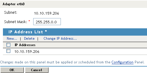 Changing the IP address