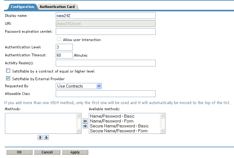 Authentication contract