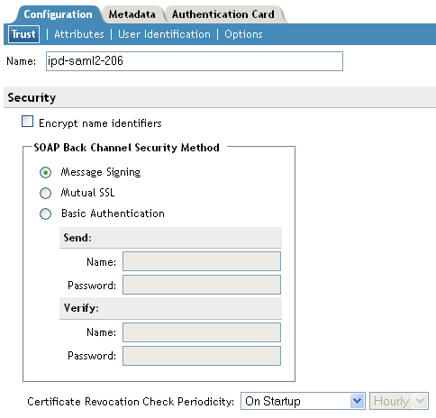 Provider SOAP security fields
