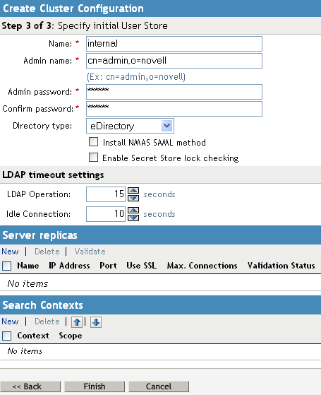 Configuring a user store