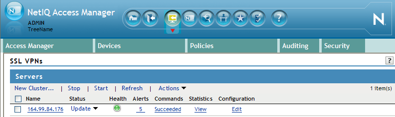 The SSL VPN configuration page