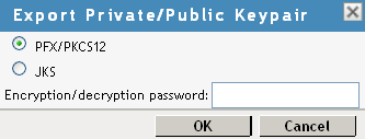 Exporting a private/public key pair