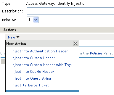 Configuring an identity injection policy
