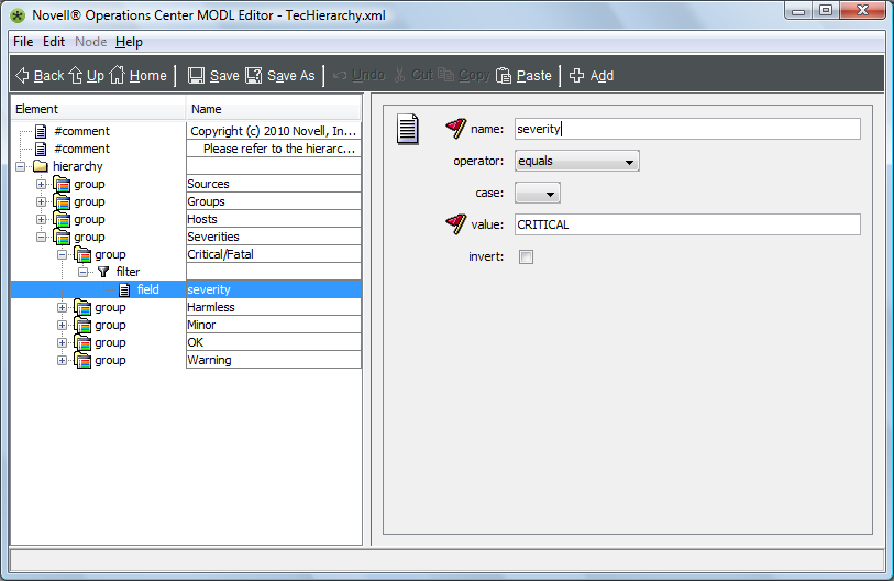 XML Editor: Attributes Pane.