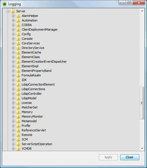 Logging Dialog Box