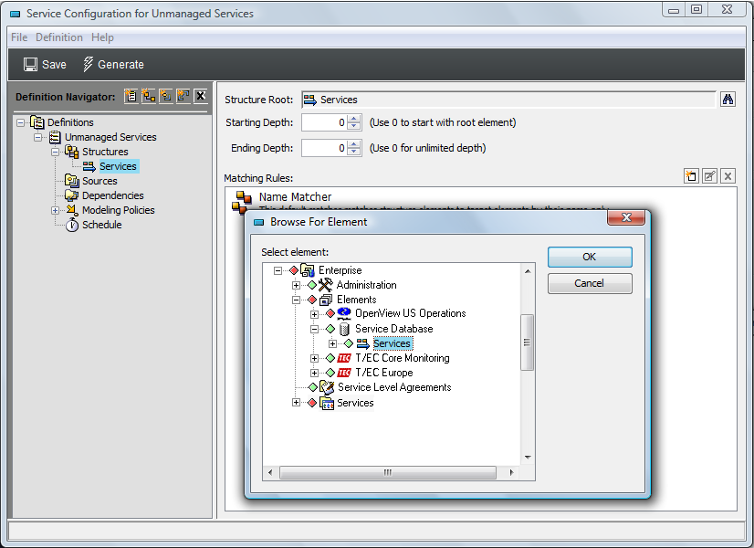 Browse for Element Dialog Box