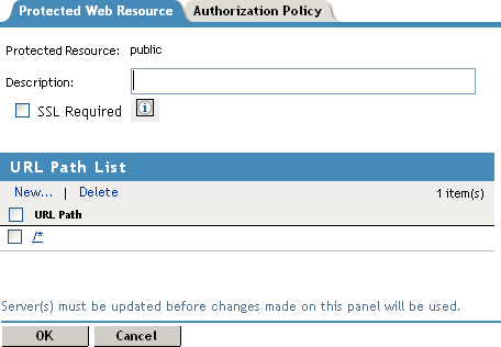 Configuring a protected Web resource
