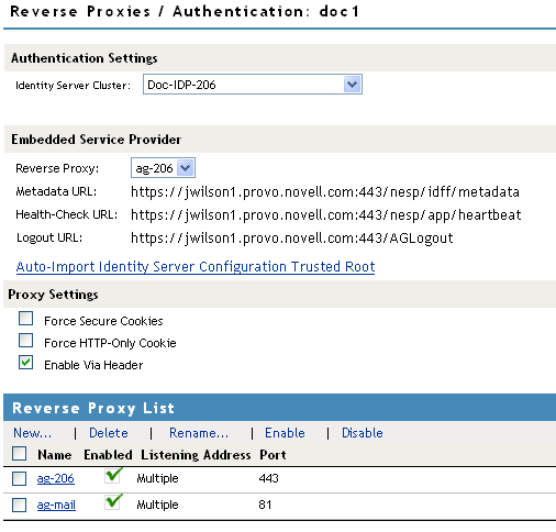 Reverse proxy list