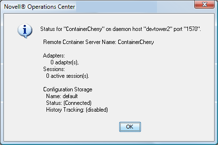 Status Information for Remote Container Server