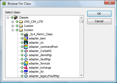 Browse for Class Dialog Box