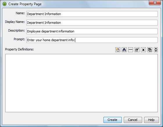 Create Property Page Dialog Box