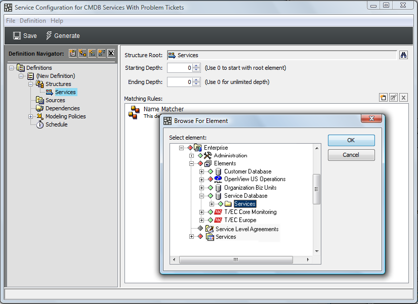Browse for Element Dialog Box
