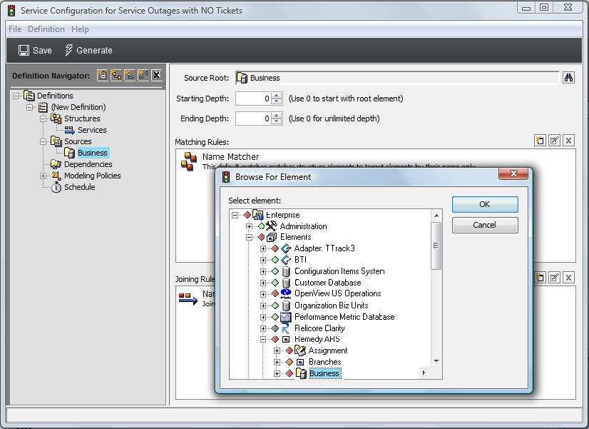 Browse for Element Dialog Box