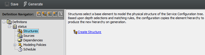 Structures Element in Definition Navigator Panel