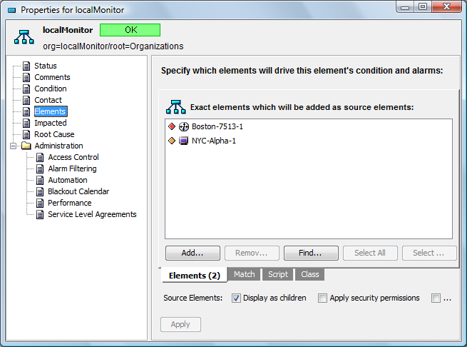 Add Service Model Element View