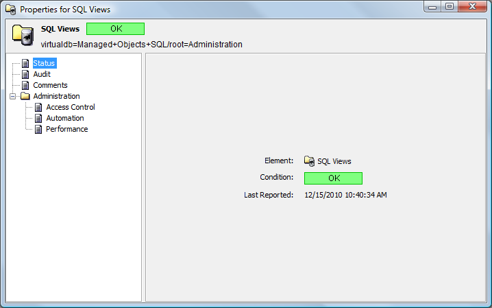 Managed Objects SQL Status