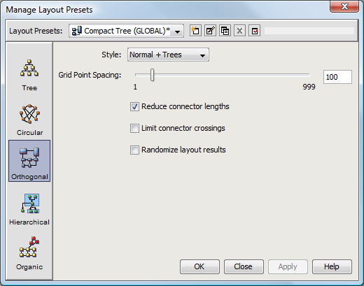 Manage Layout Presets Dialog Box