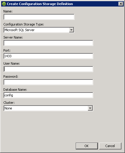 Create Configuration Storage Definition Dialog Box