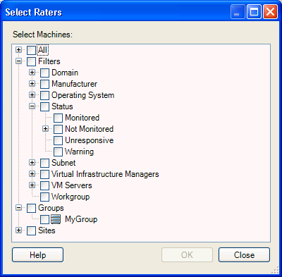 Select Raters dialog box