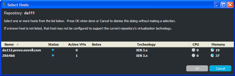 Select Host Dialog Box