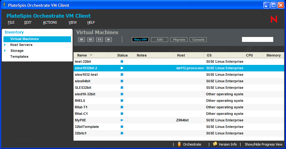 VM Client Window Showing VMs
