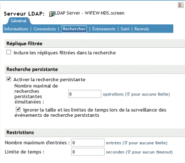 Attributs de serveur LDAP