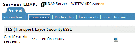 Champ Certificat du serveur