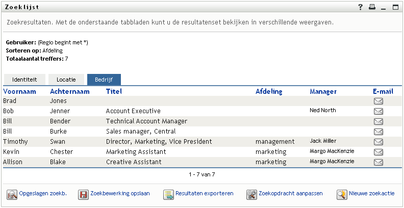 Resultaat van een uitgebreide zoekbewerking